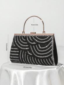 Evening Bag European And American Fashionable Pearl Clutch Versatile Formal Bag - Black - View 5