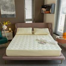 1條床單,厚床墊保護套,純色簡約風格床罩,適用於四季 - 彩色 - 查看 5