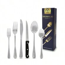 ANDROMEDA INC Set De Cubiertos Para Carne 24 Piezas Acero Inoxidable - Plateado - Ver 5