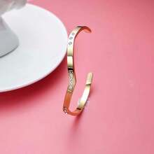 1只韓式時尚優雅的開口手鐲,嵌有立體切割氧化鋯,適合女性日常佩戴 - BB-657 - 查看 1