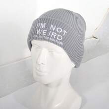 1pc Men's I'M Not Letter Embroidery Knitted Beanie, Autumn And Winter Warm Casual Streetwear Outdoor Sports Cap - Multicolor - View 4