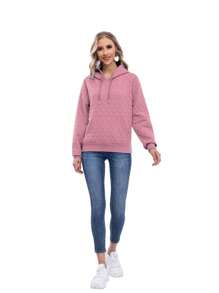 RED MARINE Capucha con estampado de cuadros con cordón con bolsillo de canguro - Rosa - Ver 4