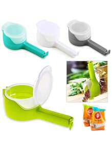 4 件/套隨機顏色密封夾,適用於 Oct Beans 食品袋,帶倒嘴,輕鬆分配燕麥 - 彩色 - 查看 1