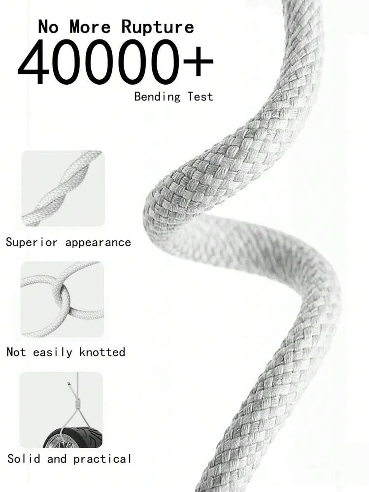 60W Type-C To USB-C Colorful Fast Charging Cable, High-Speed Charging, Compatible With Various Type-C Devices, Supports Fast Charging, Suitable For IPhone 17/16/15/Pro/Pro Max - White - View 3