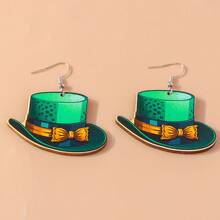 St. Patrick's Day愛爾蘭節綠色帽子四葉草樂木耳環女款,個性化創意新奇,適合日常穿戴、聚會、節日 - LUCK帽子 - 查看 7