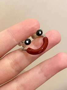1pc Fashionable Ugly Cute Smiling Face Open Ring - Multicolor - View 4