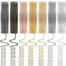 30-115 Feet Chain Coil Kit, 3-7 Colors Jewelry Making Chain Set, Metal Chains With Open Jump Rings And Lobster Clasps For DIY Necklace/Bracelet/Anklet Making,Each Link 2mm In Length And 1.7mm In Width (Options Available: 1 Set Of 7 Colors, 1 Set Of 6 Colors, 1 Set Of 4 Colors, 1 Set Of 3 Colors) (Note: Slight Color Difference May Exist Due To Different Manufacturing Batches) - Multicolor - View 10