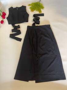 Women Two-Piece Outfits - 黑色 - 查看 2