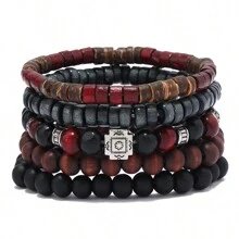 Retro Multi -Layer Wooden Bracelet