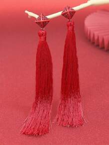 HANQI 3雙/組復古風紅色系時尚耳環套裝,帶各種幾何圖案、流蘇、綠松石、紅珠子的裝飾,適用於女性在各個季節的外出、工作、派對、表演等場合佩戴 - 紅色 - 查看 5