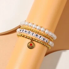 4pcs Beads Peace Letter Bracelets With Love Pendant For Women Girls Gifts Friends - Peace Single Piece - View 11
