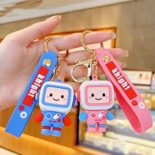 1pc Multicolor Cartoon Robot Shaped Keychain For Women, Car Key Chain, Bag Pendant, Couple Gift, Daily Use - Multicolor - View 2