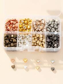 400 顆心型間隔珠,8 種不同顏色,心型金屬珠,心型珠,小孔金屬散珠,diy 手工藝品 - 彩色 - 查看 2