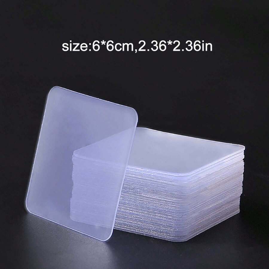 1包/50片透明丙烯酸膠粘帶,正方形納米鉤膠膜,強力黏貼,單面pvc汽車實用膠 - 無色 - 查看 1