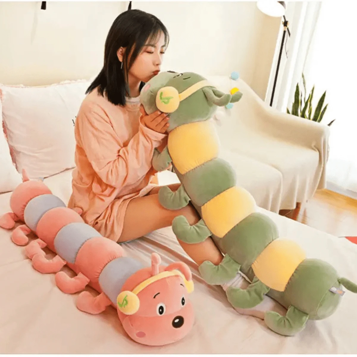 Hermoso gusano,  muy suave y acojinable almohada de algodón suave y cómoda para insectos, cojín para sofá y coche. - Multicolor - Ver 1