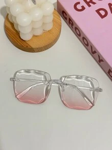 方形无框电脑镜架时尚眼镜，男女通用。适合日常佩戴、摄影、户外聚会 - 彩色 - 查看 17