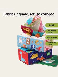 恐龍造型餐巾盒（附10片布餐巾和3片皺紋紙巾）,智力和耐撕的衛生紙盒,適用於手指鍛煉和娛樂 - 彩色 - 查看 5