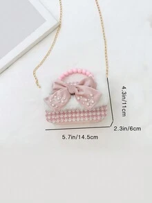 可愛的貓貓女孩手提包,野性的金屬鍊子信使袋,甜美的蝴蝶結裝飾公主包,時尚的格紋翻轉女孩包,適合幼兒園兒童的彩珠手提包,紅色新年禮物包,甜美扣式零錢包,迷你糖果收納袋,適合女孩和兒童的日常旅行及度假,粉色 - 粉色 - 查看 3