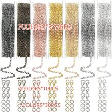 30-115 Feet Chain Coil Kit, 3-7 Colors Jewelry Making Chain Set, Metal Chains With Open Jump Rings And Lobster Clasps For DIY Necklace/Bracelet/Anklet Making,Each Link 2mm In Length And 1.7mm In Width (Options Available: 1 Set Of 7 Colors, 1 Set Of 6 Colors, 1 Set Of 4 Colors, 1 Set Of 3 Colors) (Note: Slight Color Difference May Exist Due To Different Manufacturing Batches) - Multicolor - View 15