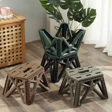 1 Pieza Taburete Plegable Al Aire Libre - Negro - Ver 4