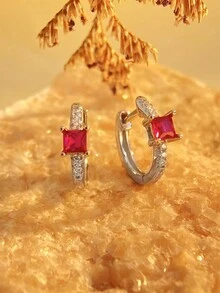 1 cặp bông tai vòng Zirconia tinh xảo dành cho nữ bạc Sterling S925 trang sức nữ cao cấp quà tặng kỷ niệm bông tai trang sức cao cấp - Bạc - Xem 3