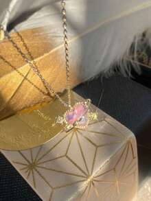 1條告白氣球心形星球星系金屬情人項鍊,適用於女性,情人節禮物 - 彩色 - 查看 2