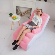 1入摺疊式便攜充氣休閒椅,室內/室外火車椅長椅,s型絨布長椅,適用於客廳、臥室、旅遊、露營、野餐、海灘、粉色 - 粉色 - 查看 4