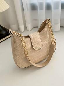 高端素淨時尚設計單肩包，新流行款式，適用於通勤和多種用途 - 卡其色 - 查看 5