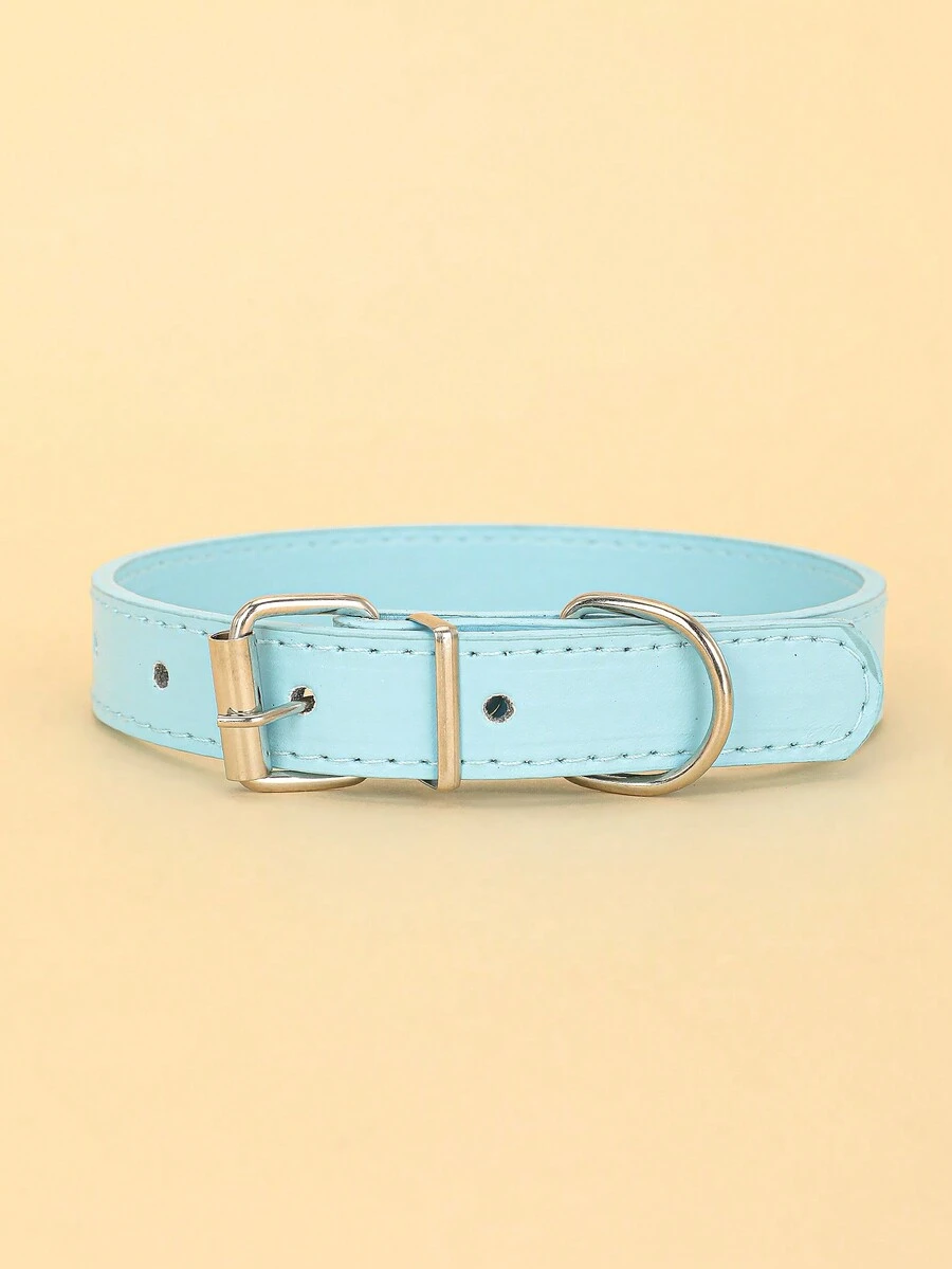 1 件可調式藍色 Pu 項圈適合大型犬、小型犬和貓 - 藍色 - 查看 1