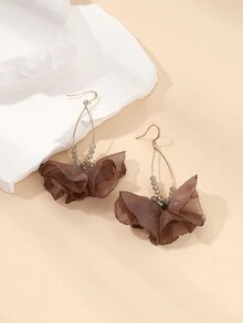 迷人的花朵蕾絲花瓣女式耳環 - 彩色 - 查看 7