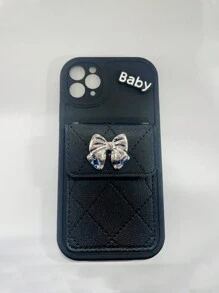 Ốp điện thoại họa tiết kim cương có khe cắm thẻ, ví và dây buộc, vỏ bảo vệ iPhone thiết kế mới - màu đen - Xem 6