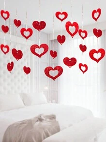 100 Uds. Colgantes En Forma De Corazón De Hilo De Seda De Lluvia Roja - Rojo - Ver 5