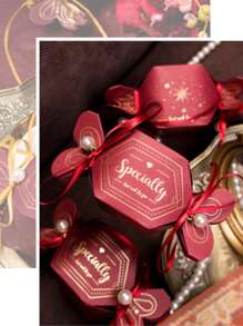 10pcs Simple Creative Red Gift Box, Candy Shape DIY Chocolates Package Box For Birthday Party Wedding Christmas Valentine'S Day Spring Festival Gift Decoration - Red - View 6