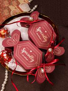 10pcs Simple Creative Red Gift Box, Candy Shape DIY Chocolates Package Box For Birthday Party Wedding Christmas Valentine'S Day Spring Festival Gift Decoration - Red - View 3
