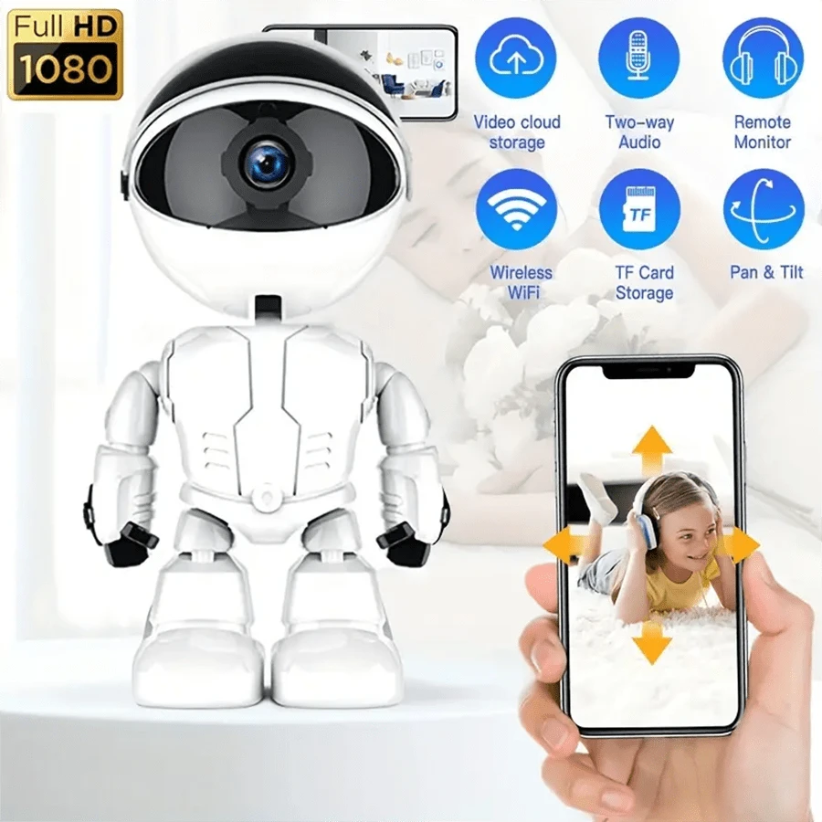 Experimente La Seguridad Del Hogar Definitiva Con La Cámara De Robot Más Inteligente: Inalámbrica, Video Hd, Visión Nocturna, Fácil Configuración - Blanco - Ver 1