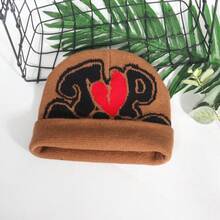 1顶女士顶级印花多巴胺色针织帽,秋冬,y2k时尚,保暖,个性化,多用途针织帽,户外休闲运动假日,通用款 - 彩色 - 查看 5