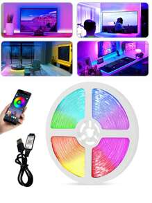 Strip Lights, DIY Multiple Colors, Color Changing Lighting And Music Synchronization, Suitable For Decorating Gardens, Homes, Living Rooms, Parts - White - View 2