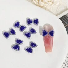 新款時尚銀邊蝴蝶領結仙女弓結3D頸部裝飾樹脂指甲藝術補給品批發 - 寶藍色 - 查看 2