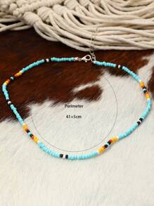 1串西部牛仔風格幾何珠鍊,配有珠子裝飾,適合女性日常穿戴 - 彩色 - 查看 4