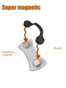 1入咖啡色磁吸式掛眼鏡盒別針時尚多功能可攜式衣服夾扣磁鐵眼鏡耳機線夾 - 咖啡棕 - 查看 3