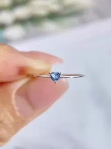 Esberry 1pc S925 Sterling Silver Lovely Heart-Shaped Cubic Zirconia Ring For Women Fine Ladies Jewelry Gift Date Gift Valentines