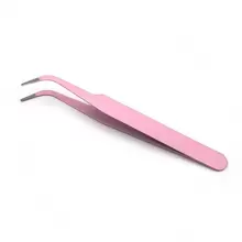 2pcs Colorful Pointed & Curved Clip, Macaron Pink Handmade Planner Tweezers, Stainless Steel Sticker Adhesive Craft Tweezers, Tools For Men