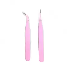 2pcs Colorful Pointed & Curved Clip, Macaron Pink Handmade Planner Tweezers, Stainless Steel Sticker Adhesive Craft Tweezers, Tools For Men