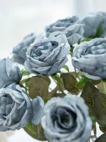 2/5/10 pièces Bouquet de roses artificielles dans un style européen rétro. Décoration de maison, salle à manger, chambre à coucher, vase, décoration extérieure de jardin, accessoires photo DIY, fleurs à tenir pour la mariée, matériel de fleurs au poignet, décoration de fête d'anniversaire, cadeau de la Saint-Valentin et cadeaux de Nouvel An