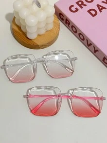 方形无框电脑镜架时尚眼镜，男女通用。适合日常佩戴、摄影、户外聚会 - 彩色 - 查看 8