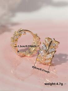 1 Pair Children Elegant Leaf Cubic Zirconia Hoop Earrings For Girls Gifts For Daily Decoration For Party Jewelry Birthday Gift