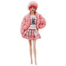 玩具娃娃配件4入組=毛茸茸外套+緊身褲或裙子+毛茸茸帽子+可愛背心（娃娃不包括）假日禮物 - 珊瑚粉 - 查看 6