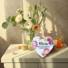 1pc 'Mom, When I Count My Blessings, I Count You Twice' Decorative Hanging Pendant, Crystal Glass Material, Can Be Placed On Desk Or Hung On Wall, Transparent And Concise, A Perfect Gift For Mom - Heart Shape (transparent) - View 9