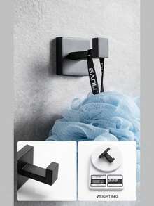 1 Stück Handtuchring-Halter Set aus Edelstahl, Badezimmer Handtuchstange mit Bohrlöchern - Schwarz - Übersicht 3