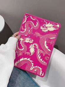 Funda suave y protectora contra golpes con estampado de dragón compatible con iPad, color rosa - Multicolor - Ver 1